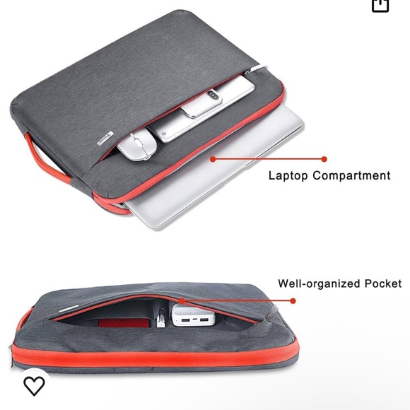 Voova Laptop Zip Top Case, NWT, Gray & Orange - Picture 3 of 6